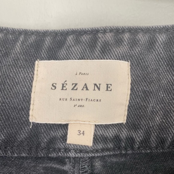 Sezane Austin Trouser Jeans Women 34 US 2 Washed Black Paper Bag Waist 90s Style - Picture 3 of 9